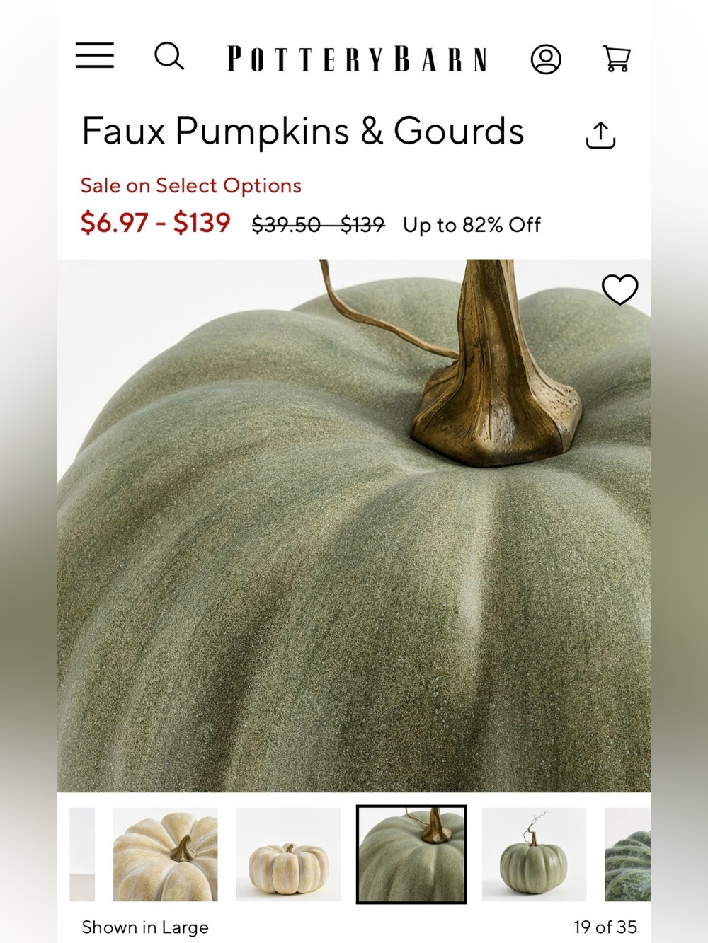Fall Faux LARGE GREEN Pumpkin - Picture 13 of 14